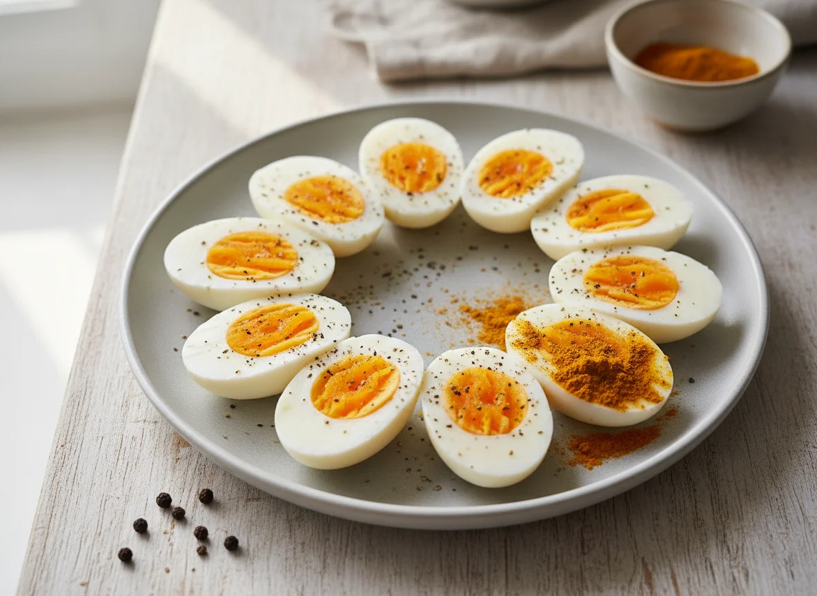 Sliced Hard-Boiled Eggs with Spices photo