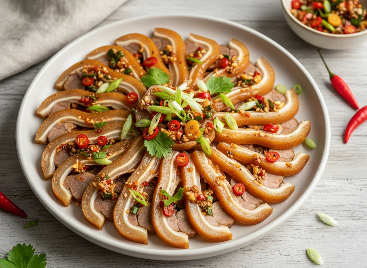 Sliced Pork Ears with Green Onion and Chili photo