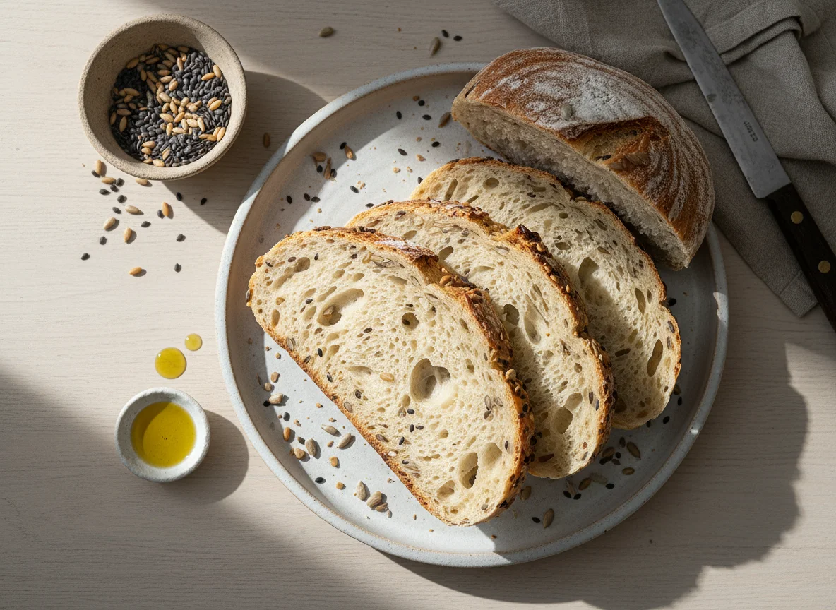 Sliced White Sourdough Bread with Grains & Seeds photo