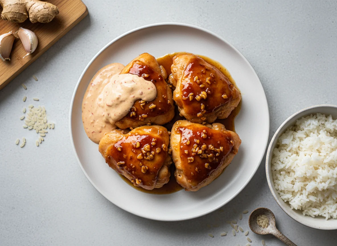 Slow Cooker Honey Garlic Chicken with Yum Yum Sauce photo