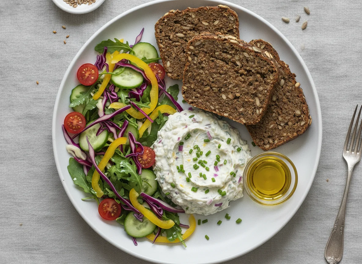 Smoked Mackerel Pate with Salad and Seed and Nut Loaf photo