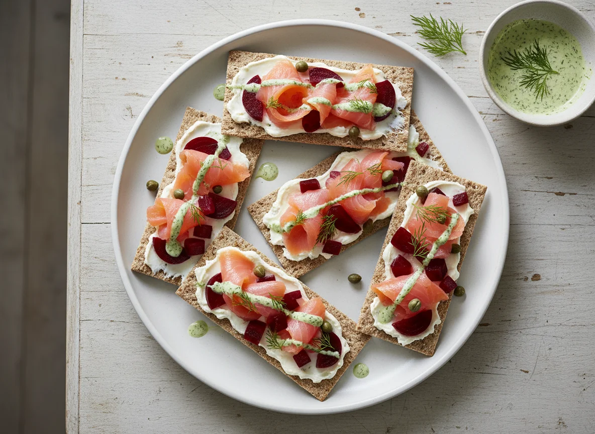Smoked Salmon and Beetroot Crispbread photo