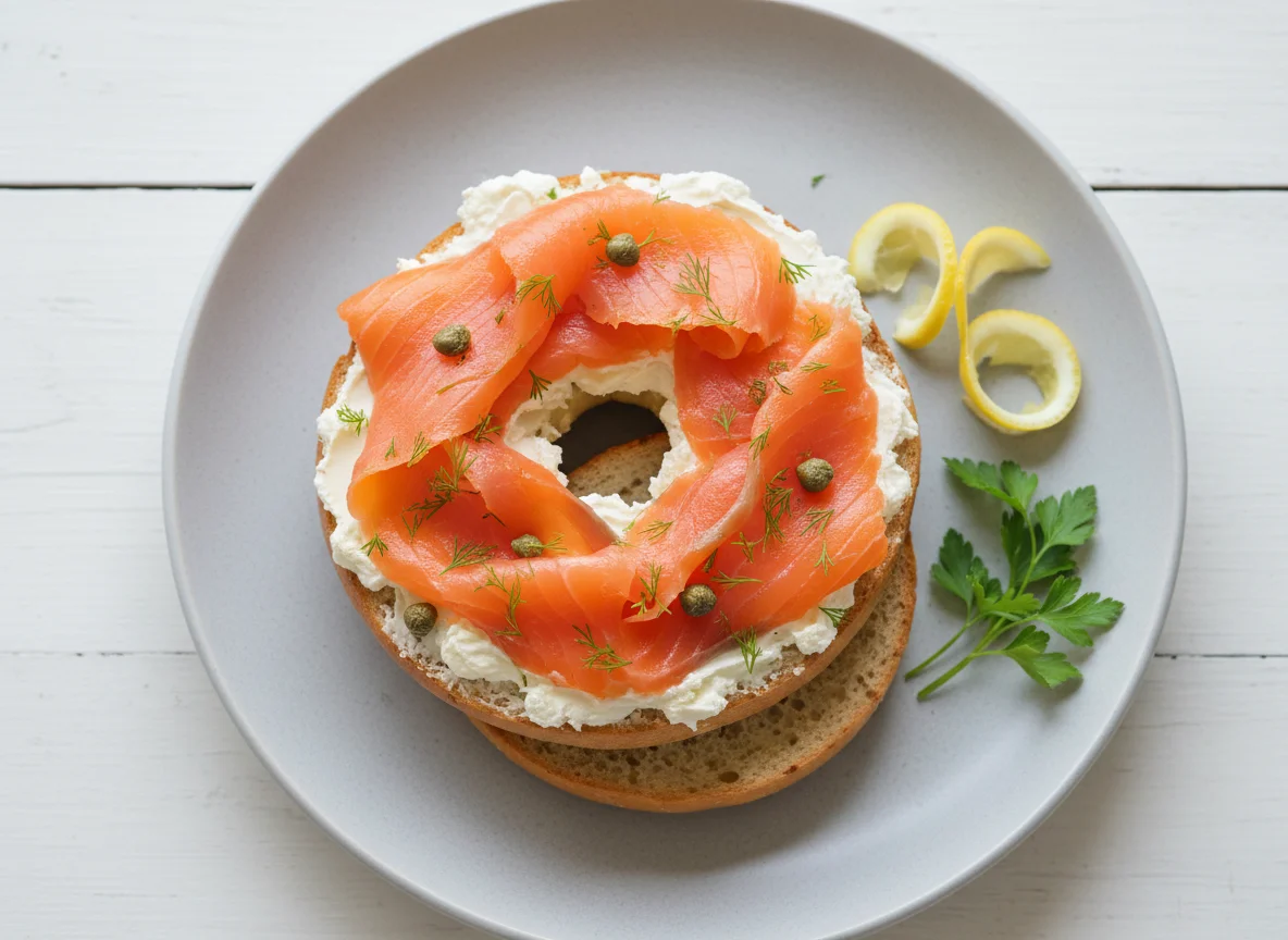 Smoked Salmon and Cream Cheese Bagel photo
