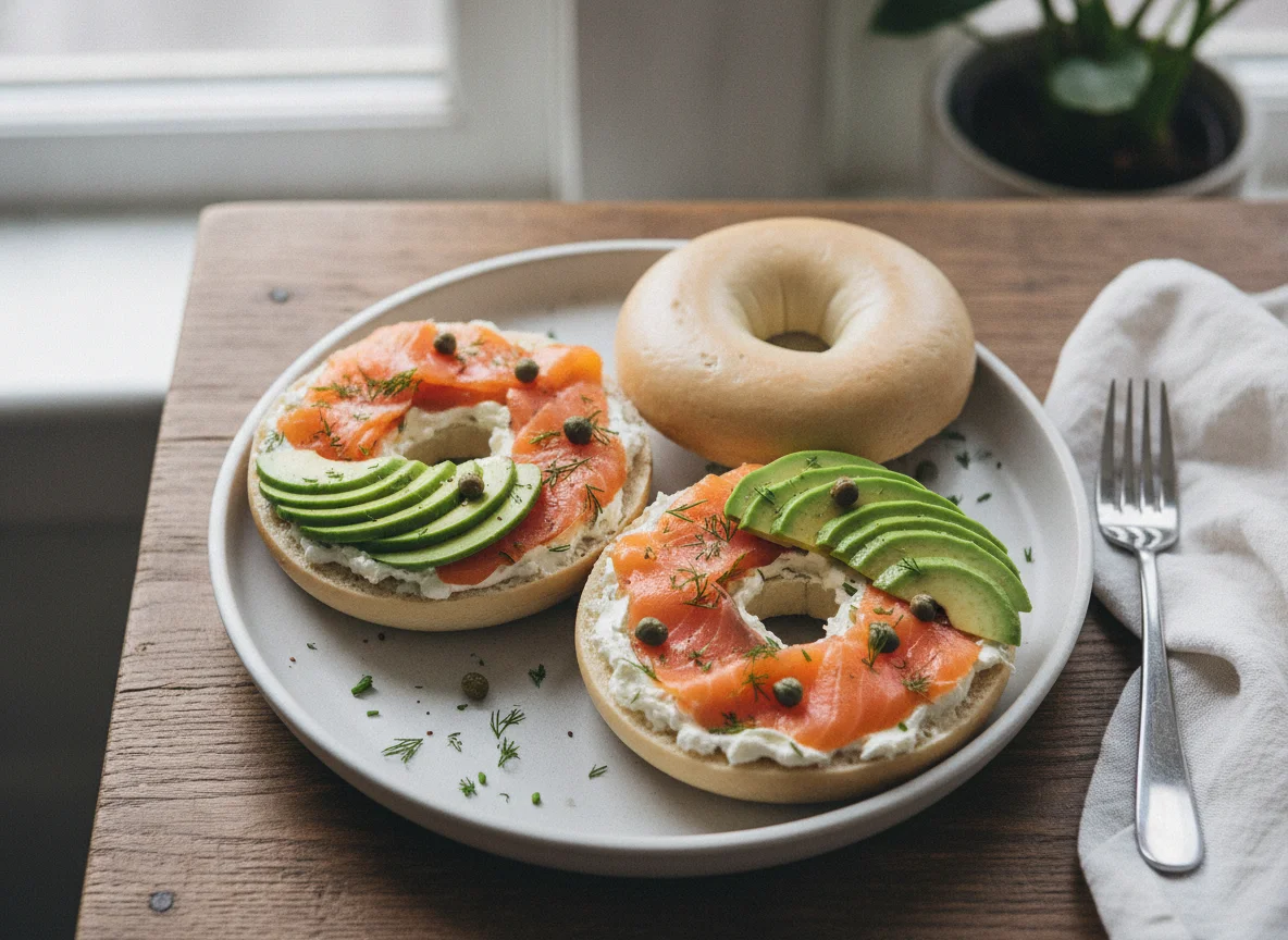 Smoked Salmon and Cream Cheese Bagels photo