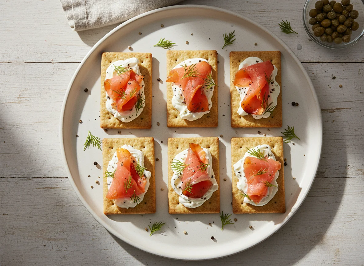 Smoked Salmon and Cream Cheese Crackers photo