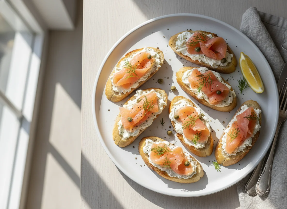 Smoked Salmon and Cream Cheese Crostini photo