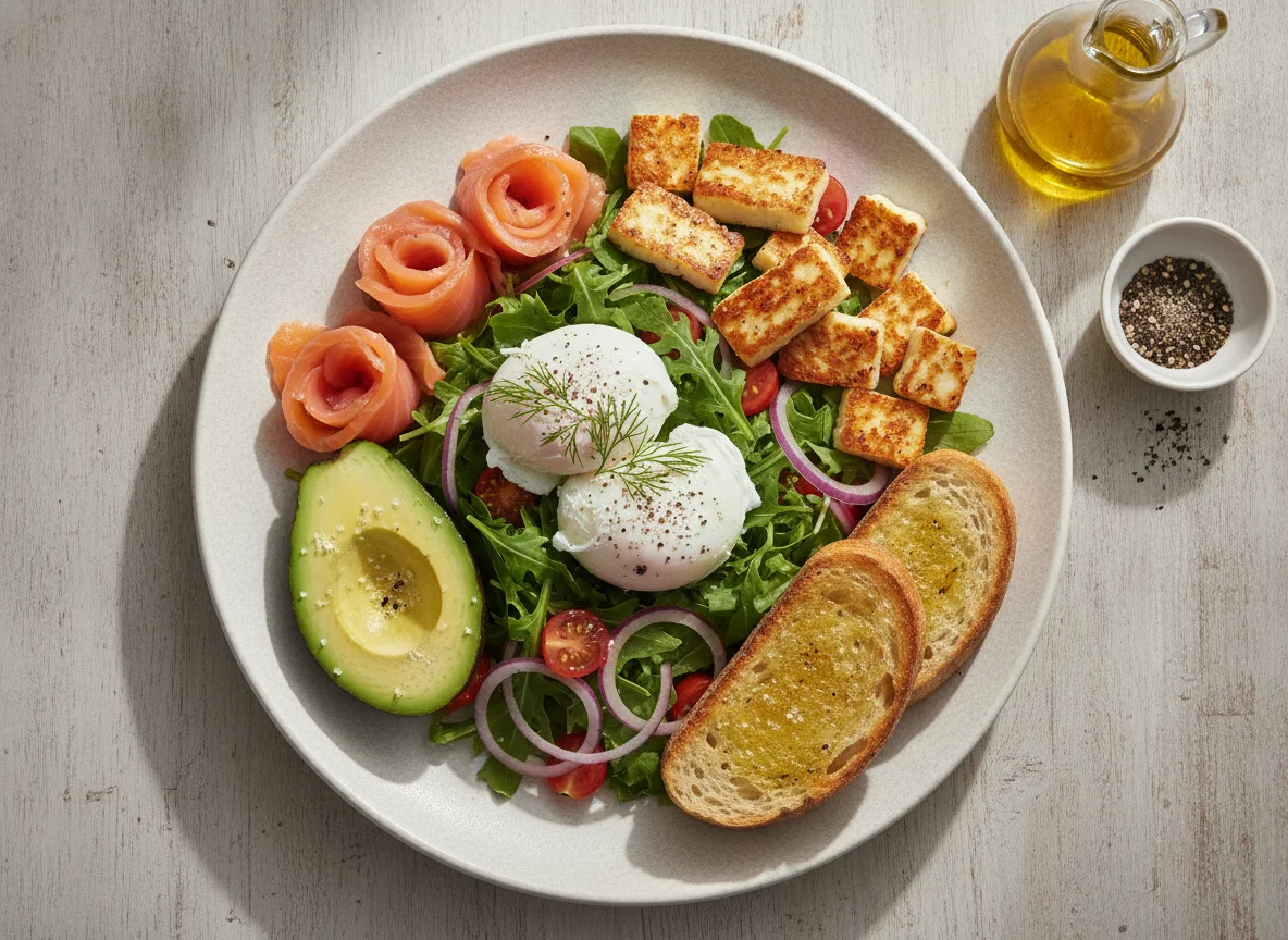 Smoked Salmon and Halloumi Breakfast Salad photo