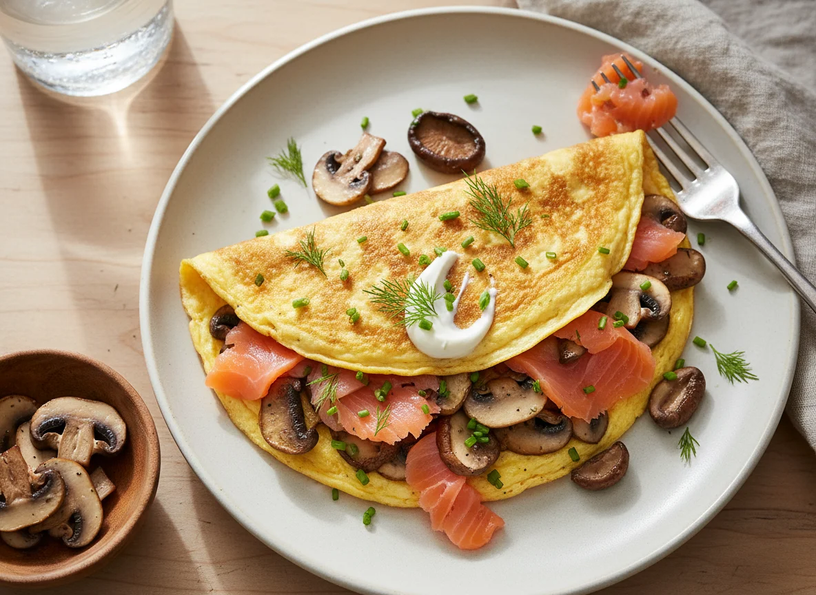Smoked Salmon and Mushroom Omelette photo