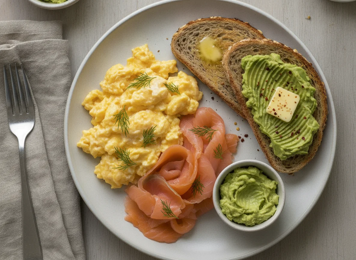 Smoked Salmon and Scrambled Eggs Breakfast photo