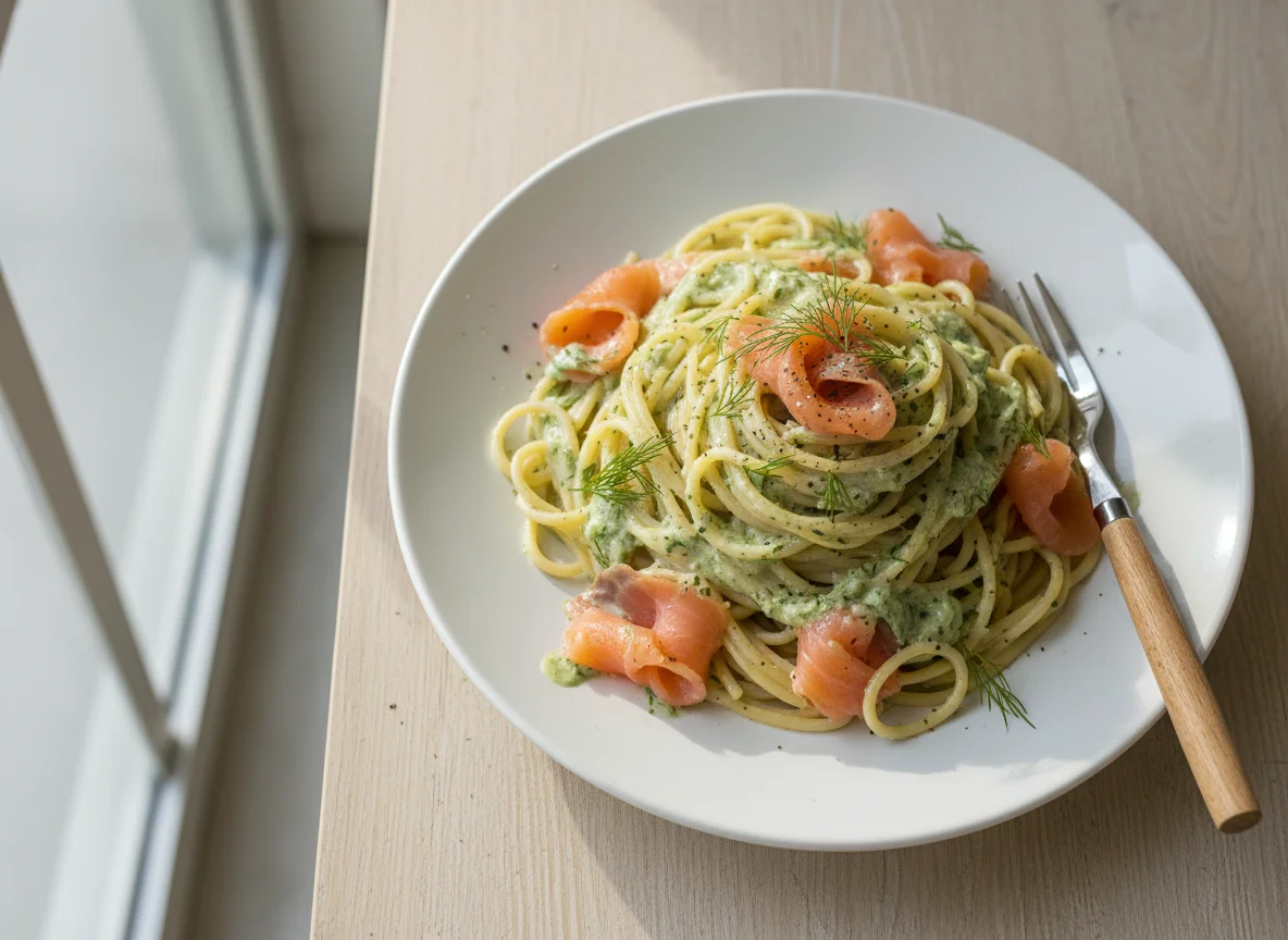 Smoked Salmon and Spaghetti with Dill Sauce photo