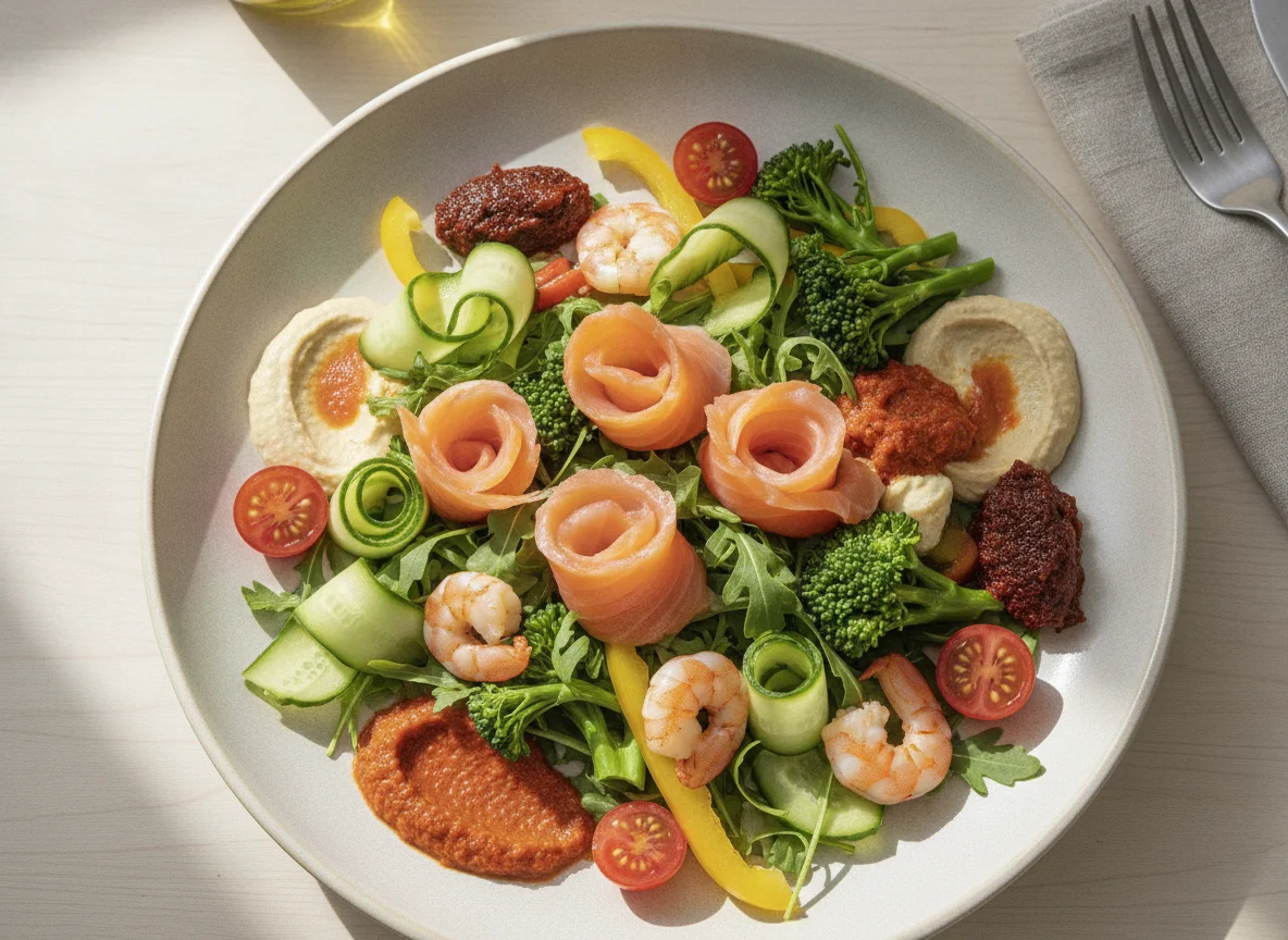 Smoked Salmon and Vegetable Salad Plate photo