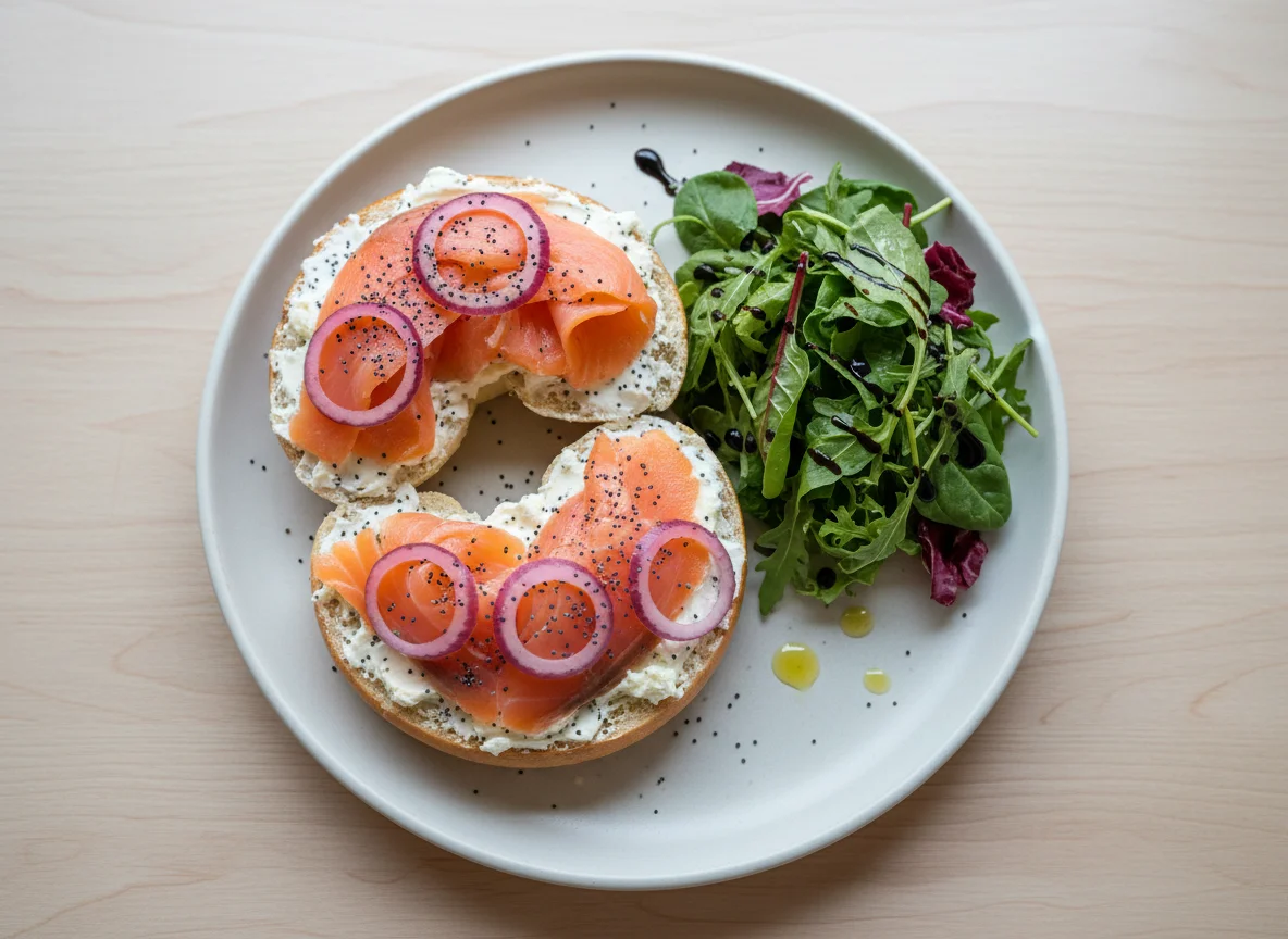 Smoked Salmon Bagel with Side Salad photo