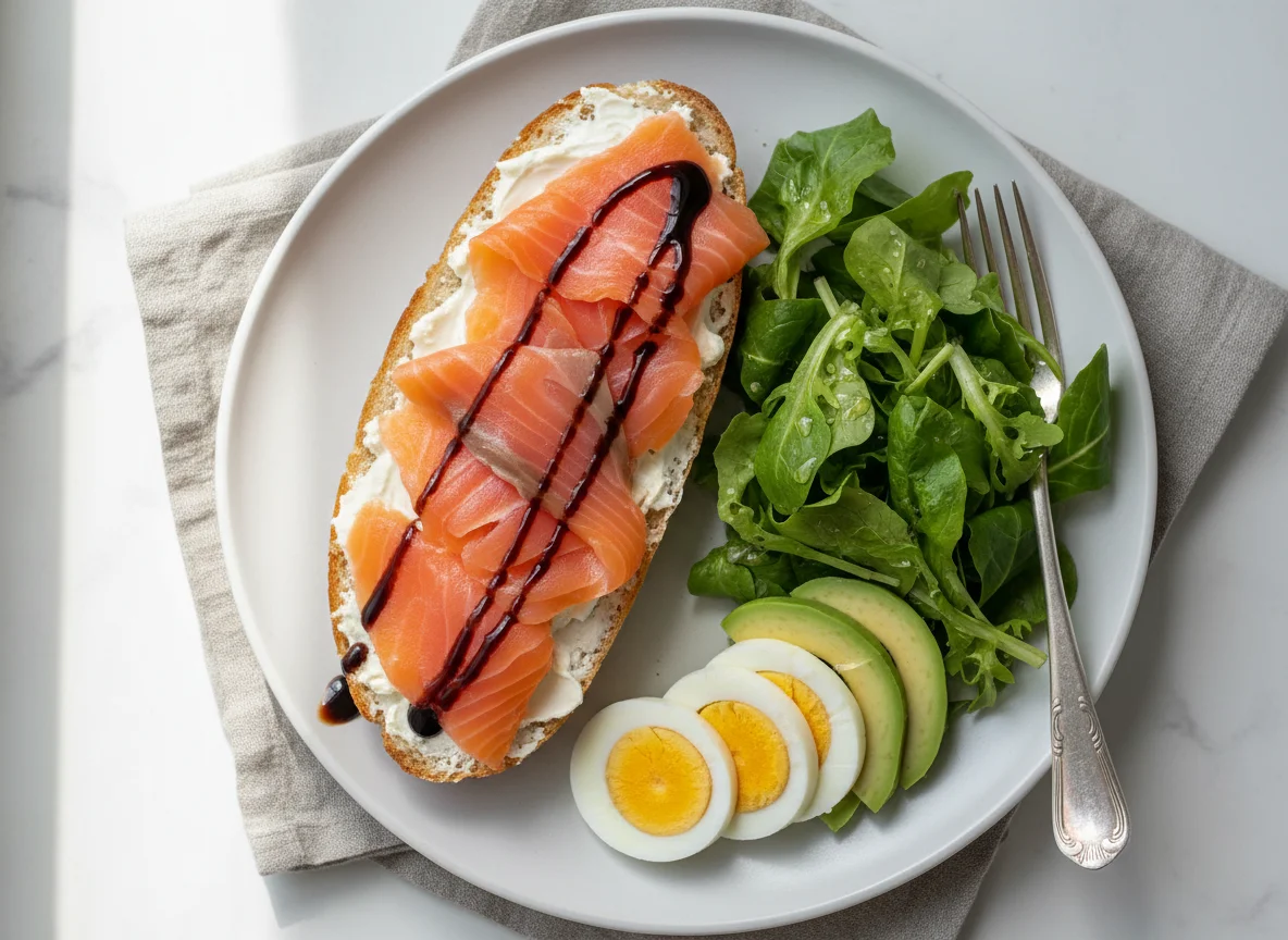Smoked Salmon Baguette with Salad photo