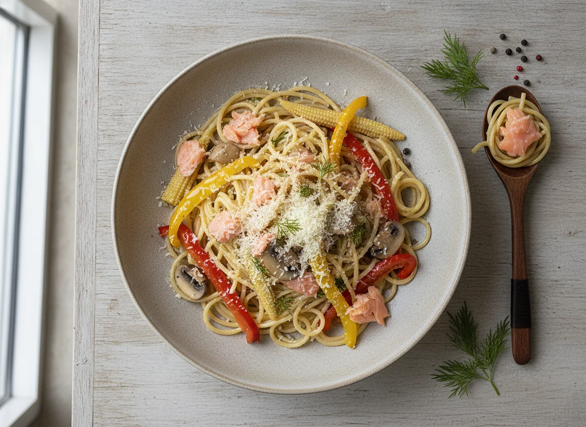 Smoked Salmon Pasta with Olive Oil photo