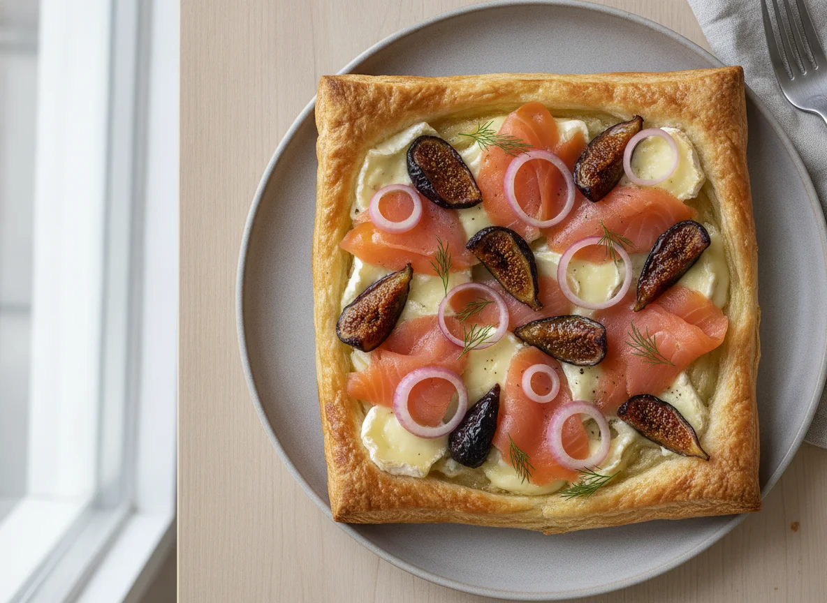 Smoked Salmon Pastry with Brie and Fig photo