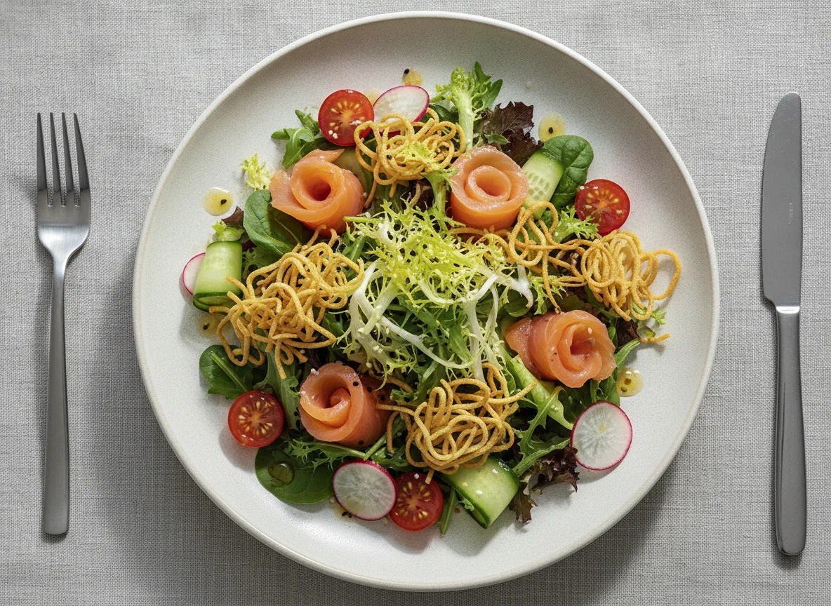 Smoked Salmon Salad with Crispy Noodles photo