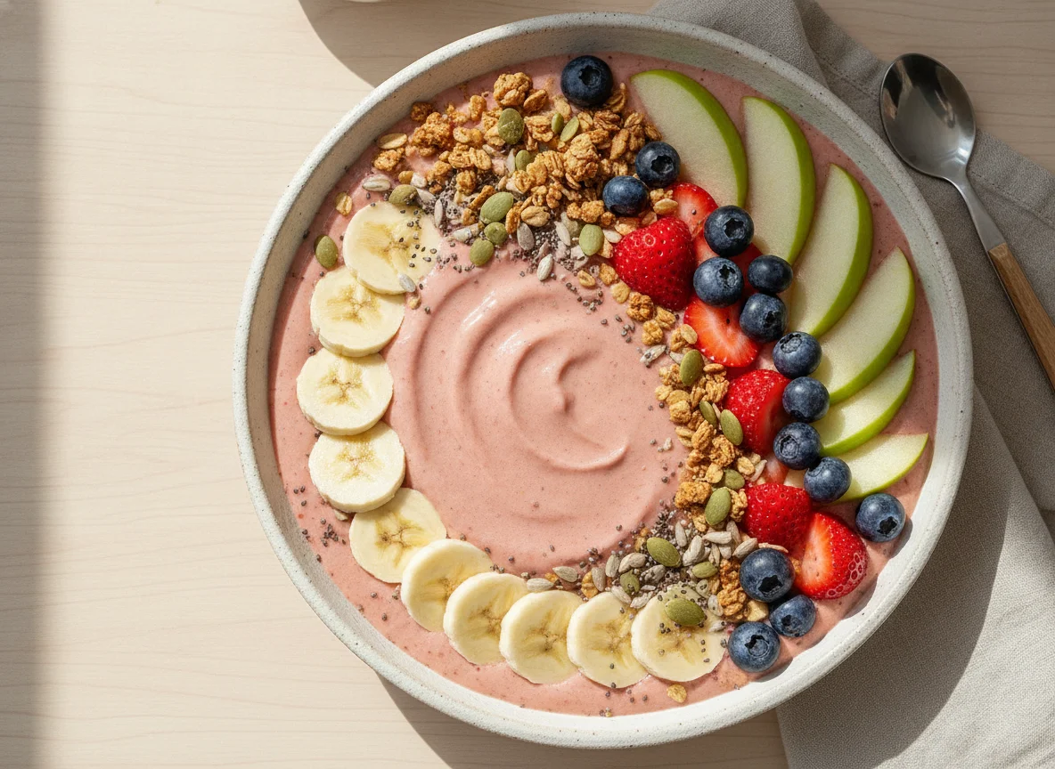 Smoothie Bowl with Fruit and Seeds photo