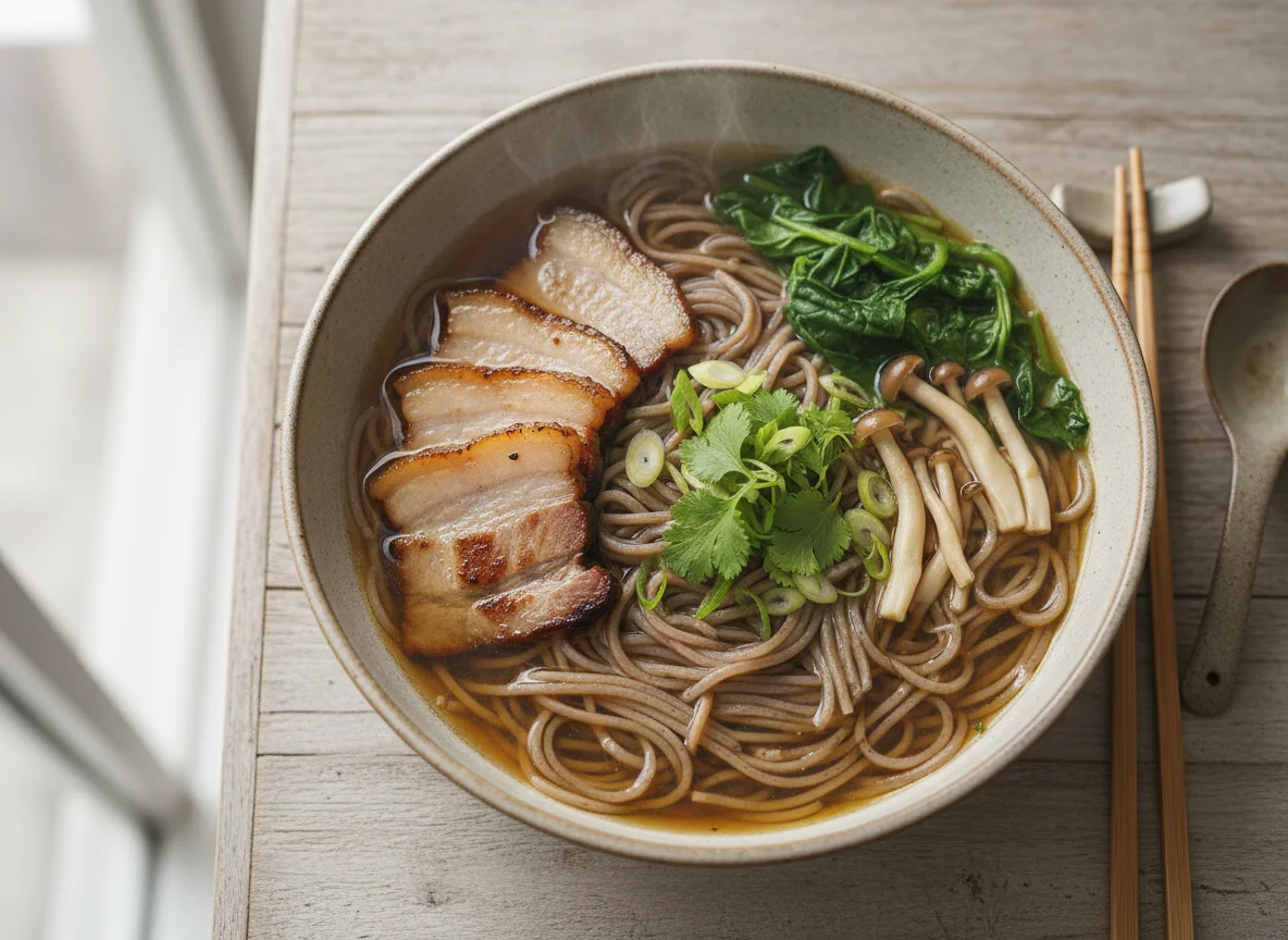 Soba with Pork and Mushrooms photo