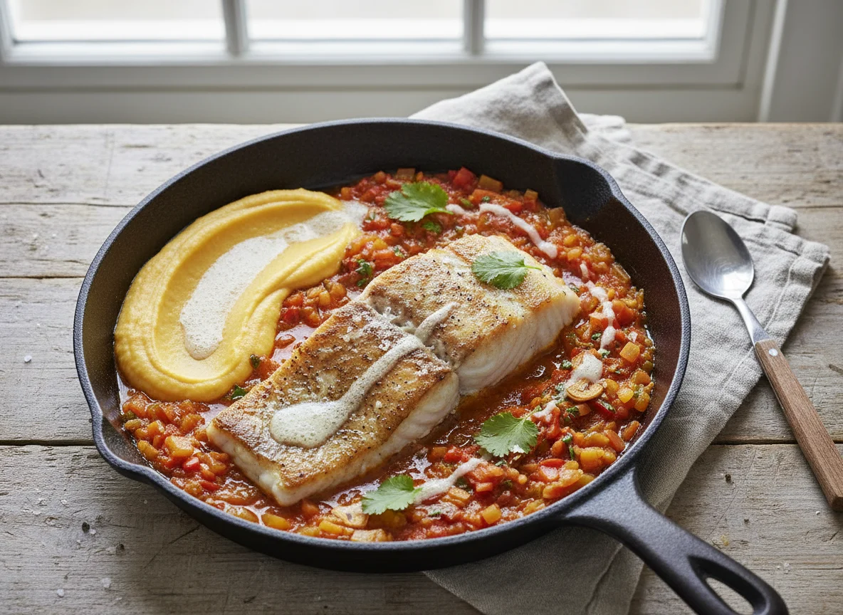 Sofrito Fish Loin in Pan photo