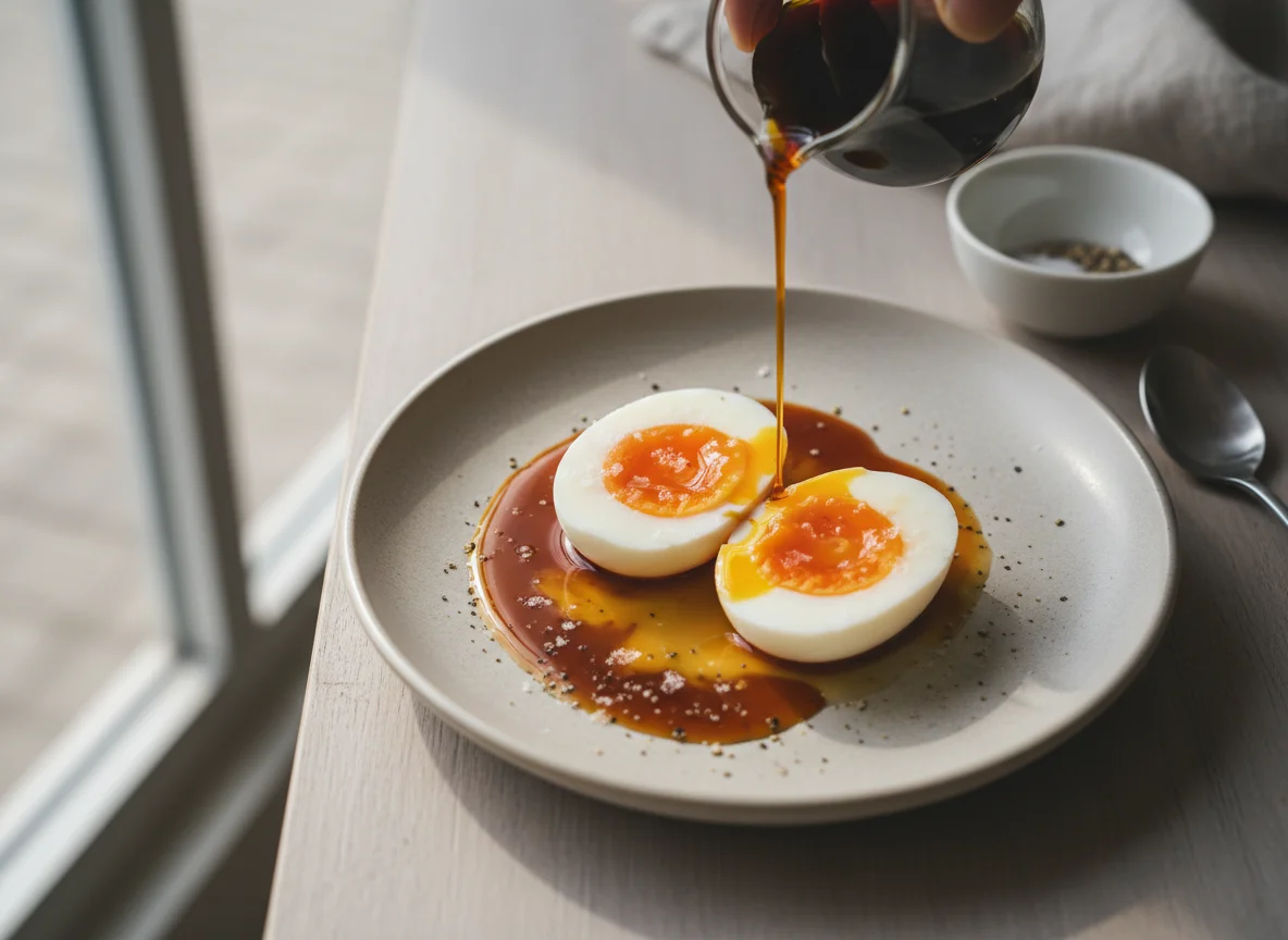 Soft-boiled Eggs with Pepper and Soy Sauce photo