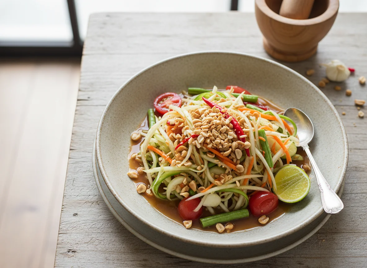 Som Tum (Green Papaya Salad) with Cucumber photo