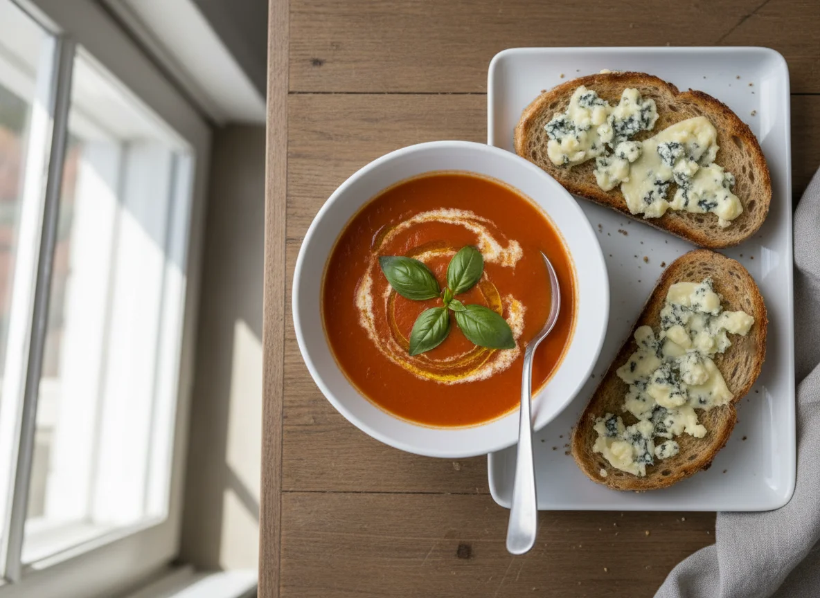Soup with Blue Cheese Toast photo
