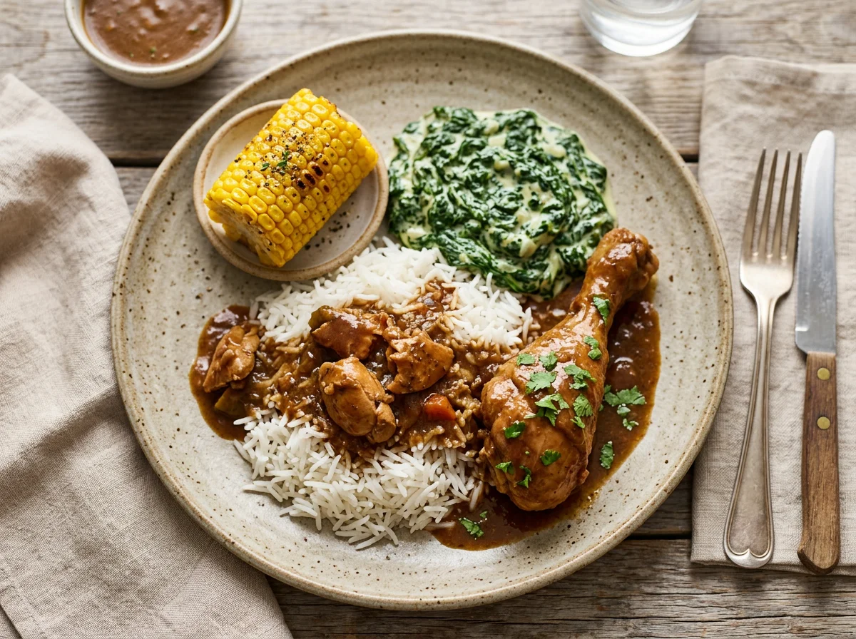 South African Style Meal with Chicken and Rice photo