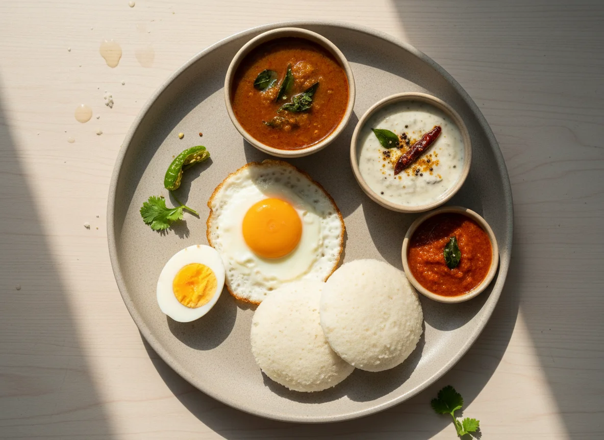 South Indian Breakfast with Eggs photo