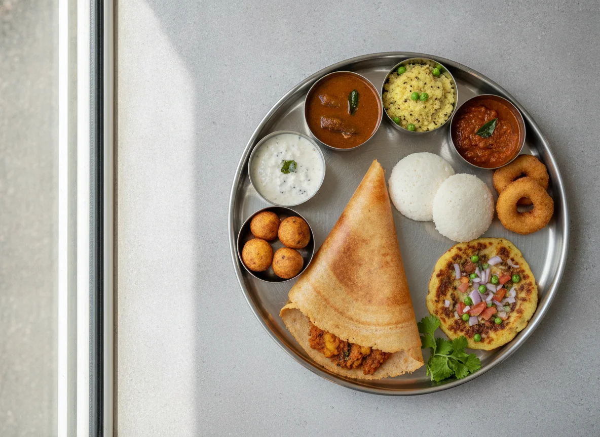 South Indian Thali with Masala Dosa photo