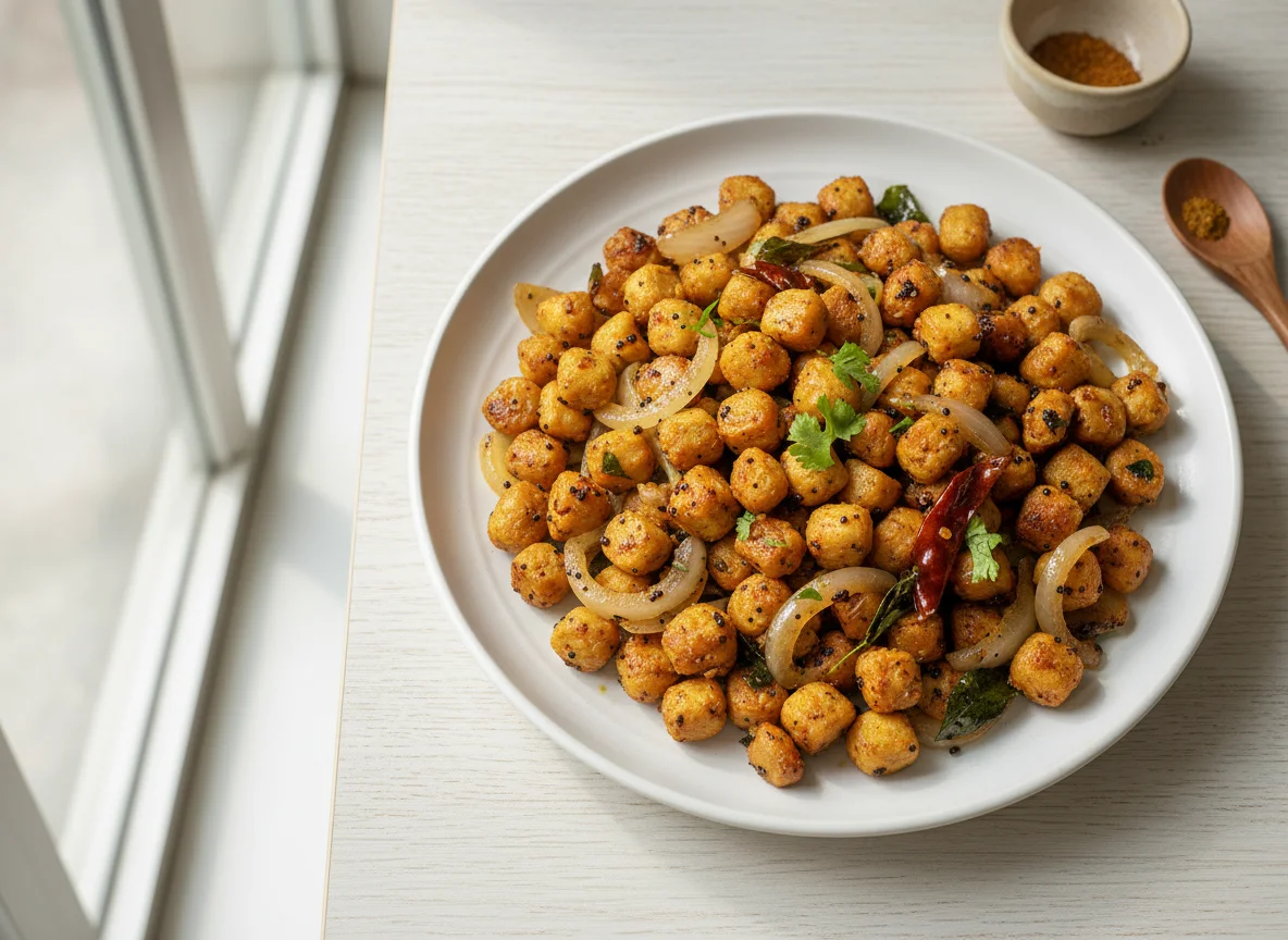 Soya Chunks Stir-fry with Onions photo