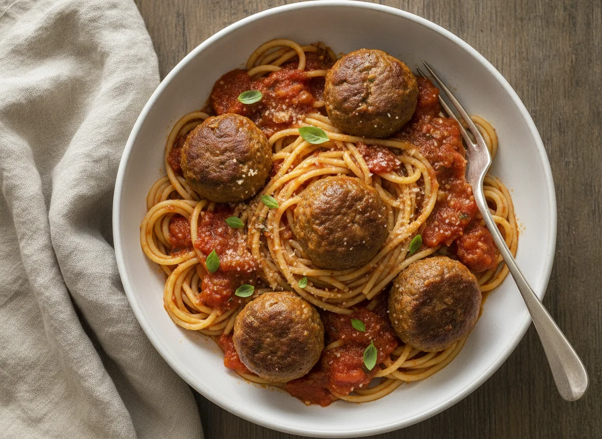 Spaghetti and Meatballs in Tomato Sauce photo