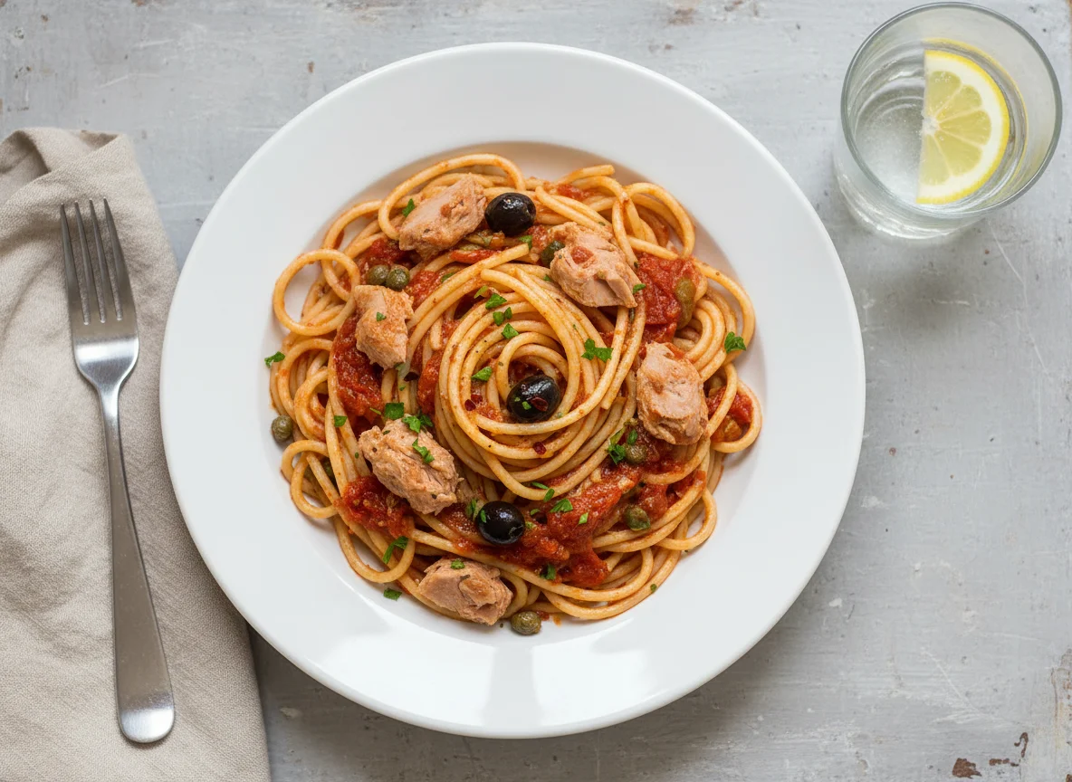 Spaghetti and tuna photo
