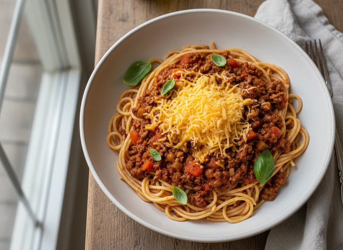 Spaghetti Bolognese with Cheese photo