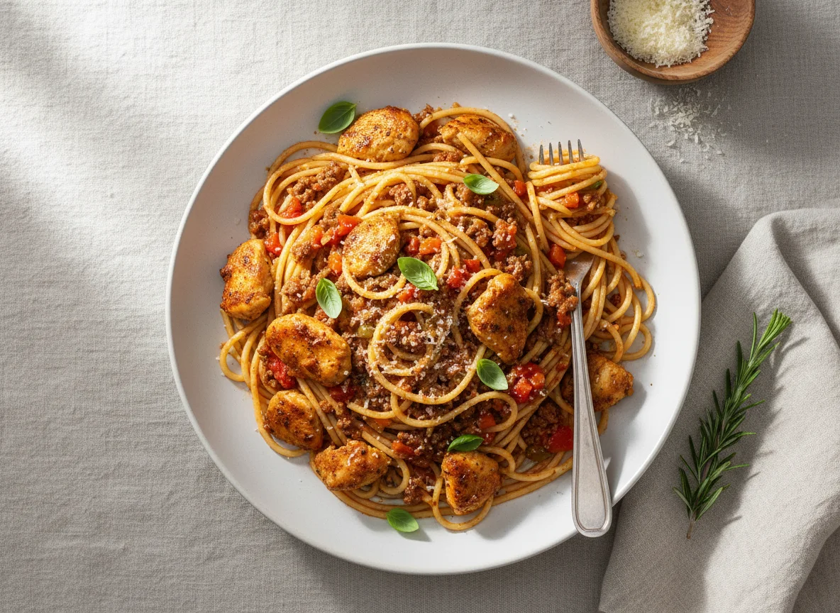 Spaghetti Bolognese with Chicken photo