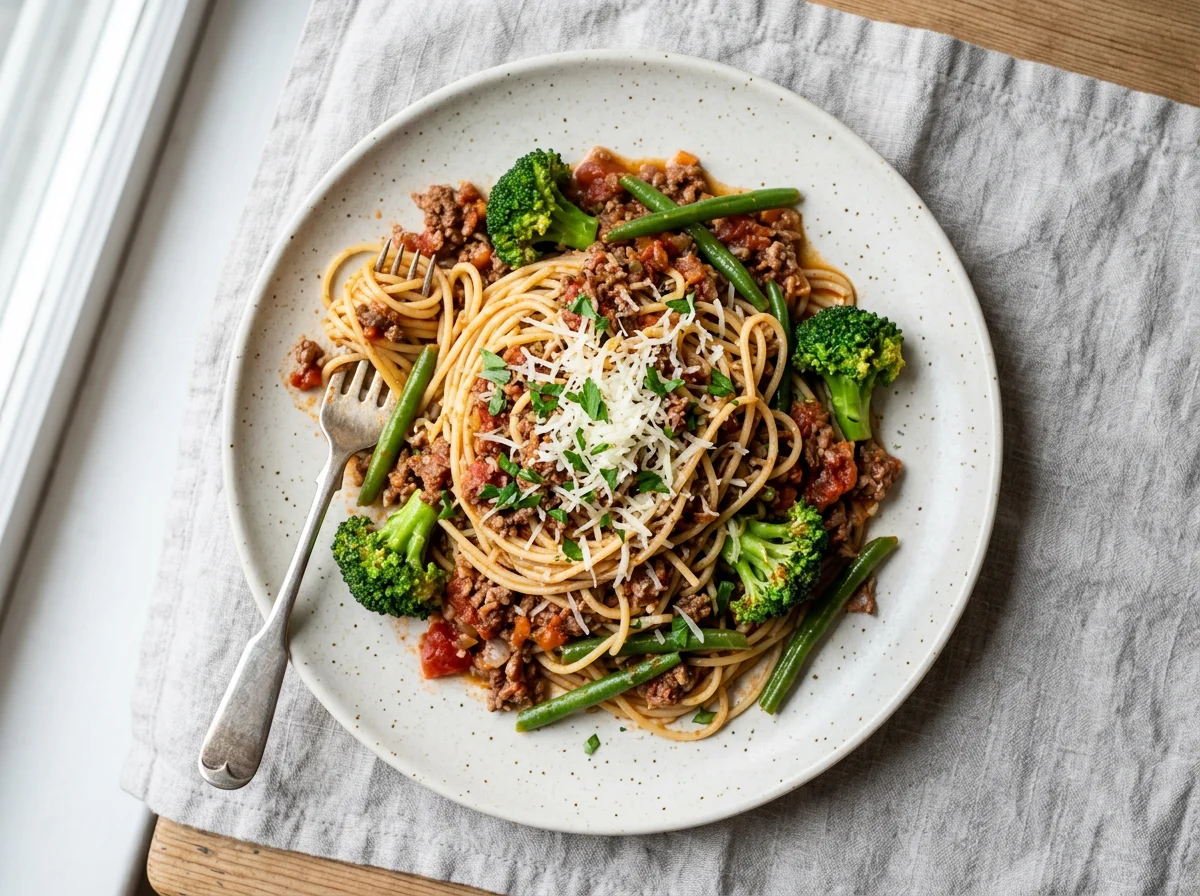 Spaghetti Bolognese with Vegetables photo