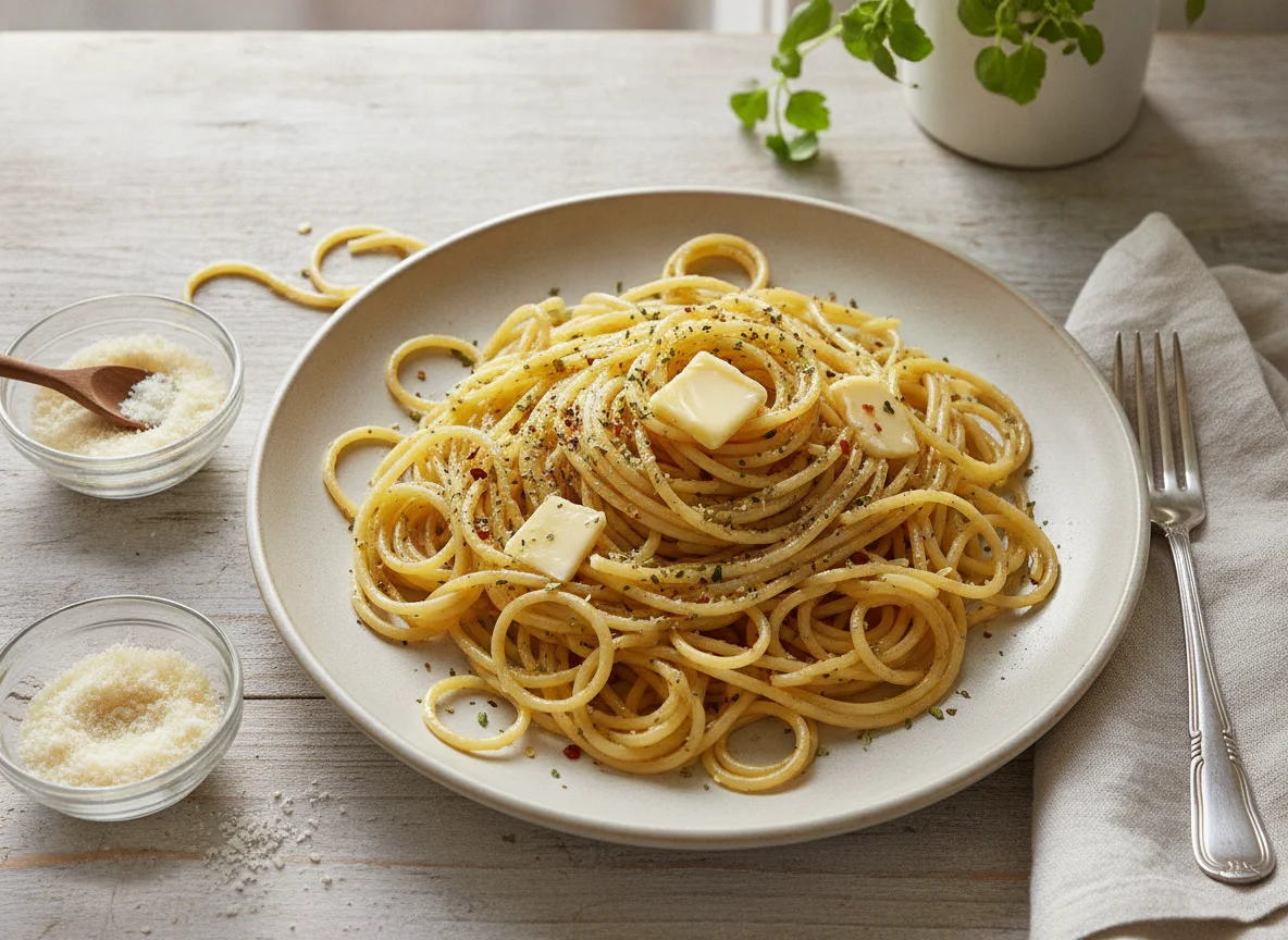 Spaghetti with Butter and Herbs photo