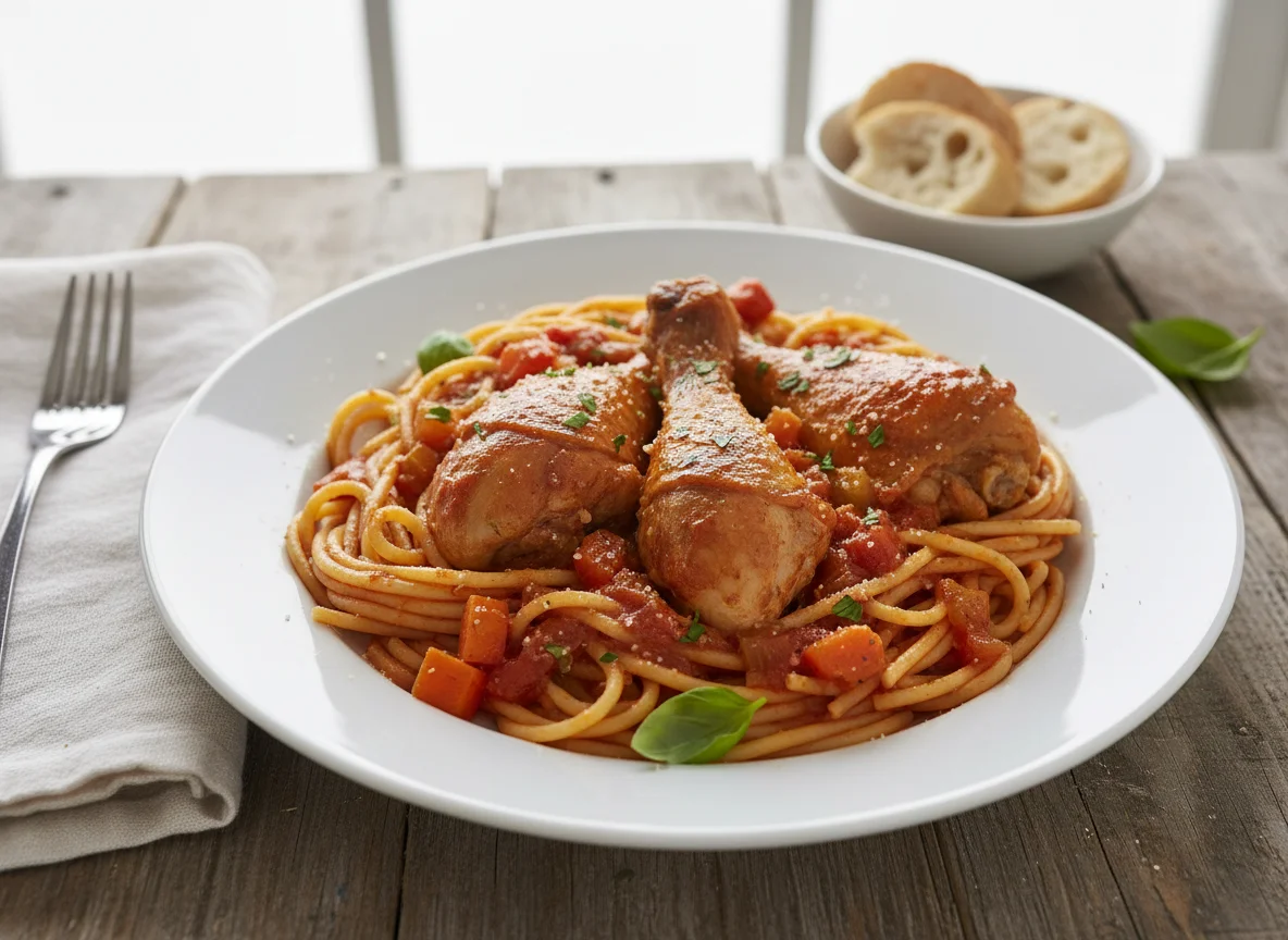Spaghetti with Chicken Stew photo