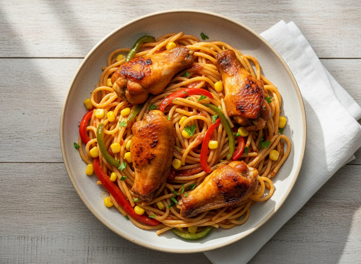 Spaghetti with Chicken Wings photo