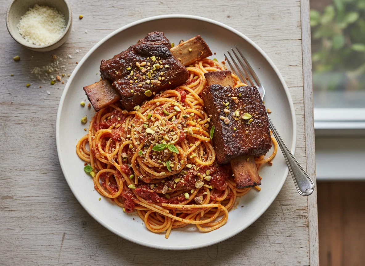 Spaghetti with Meat and Ribs photo