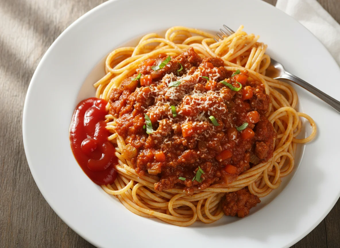 Spaghetti with Meat and Tomato Sauce photo