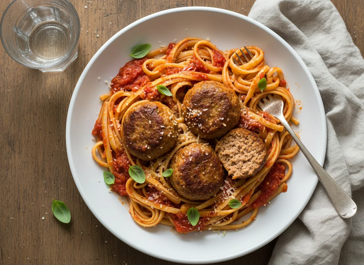 Spaghetti with Meatball and Tomato Sauce photo