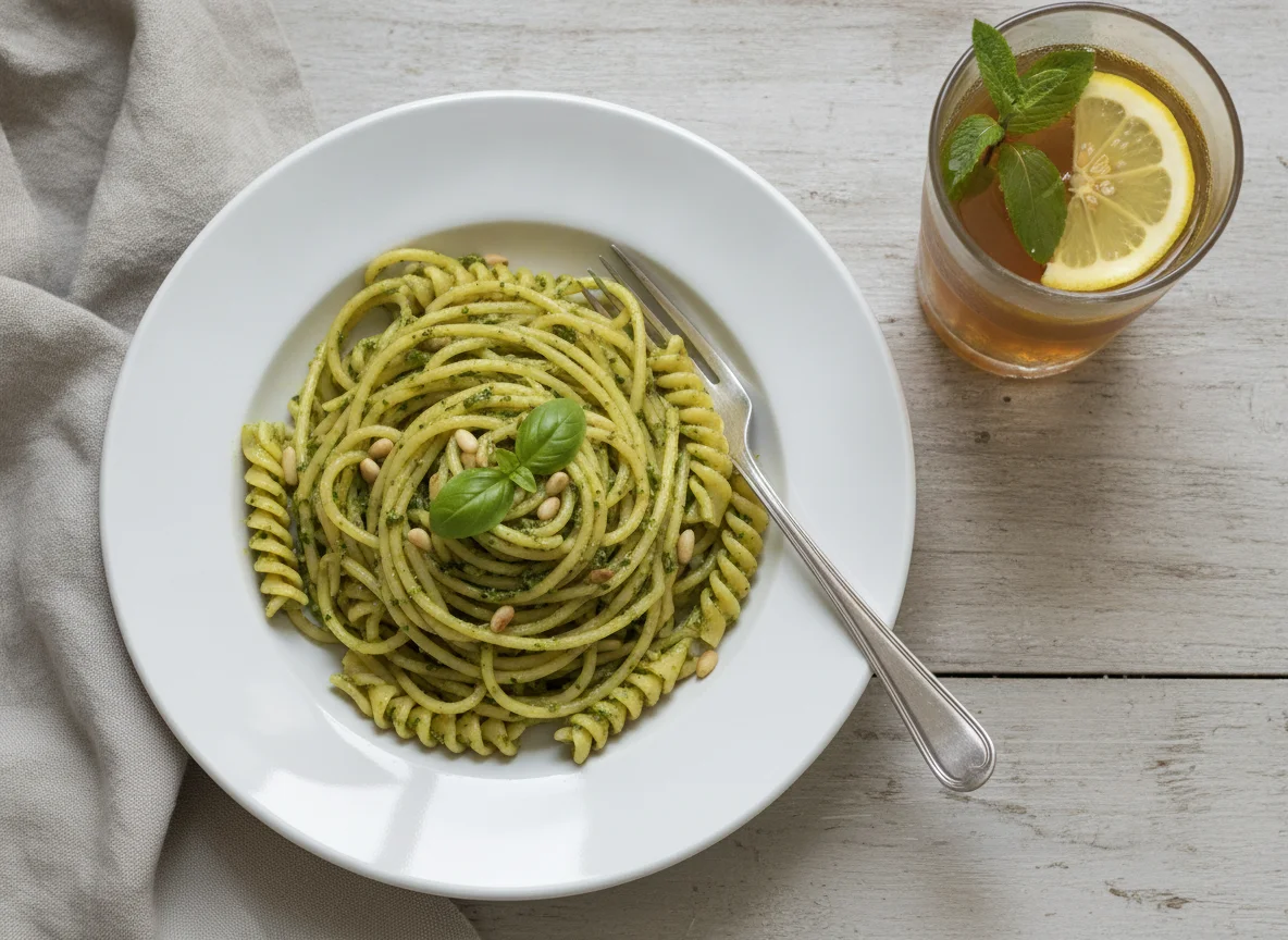 Spaghetti with Pesto Sauce photo