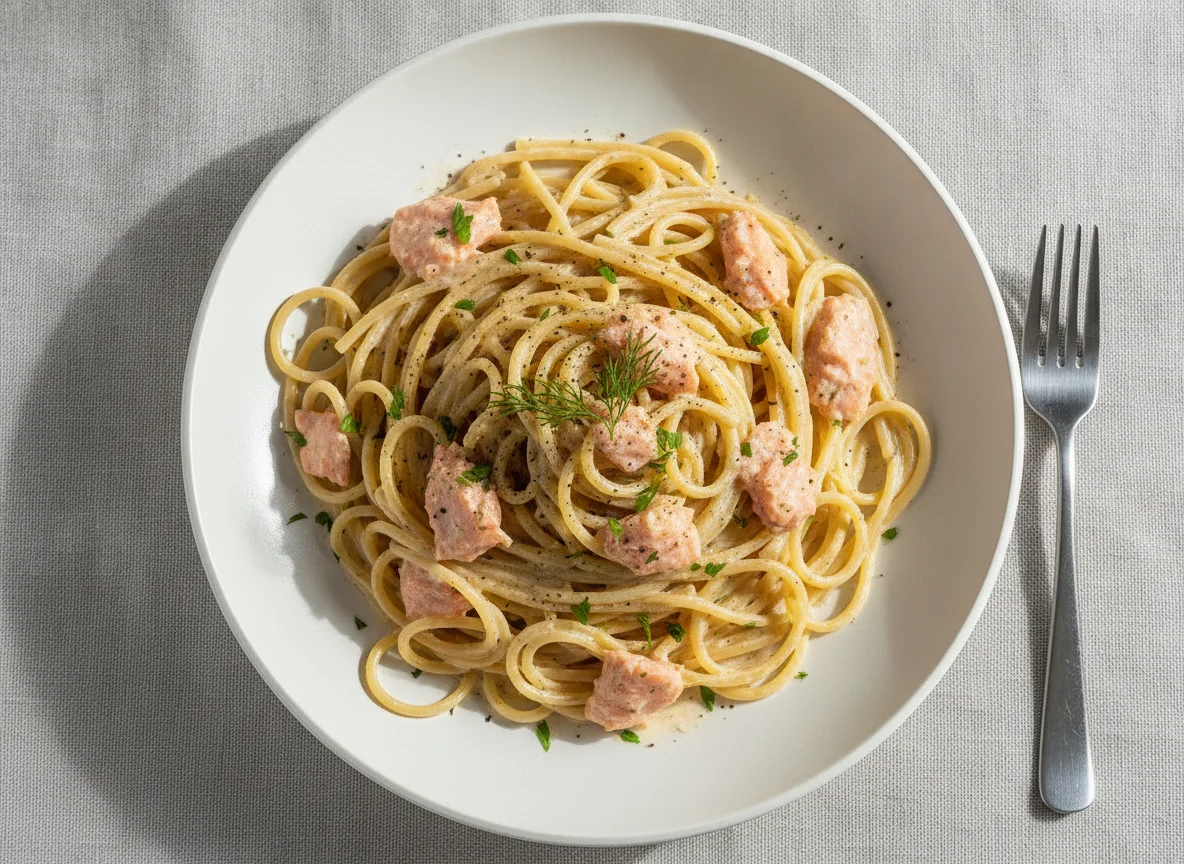 Spaghetti with Salmon and Cream Sauce photo