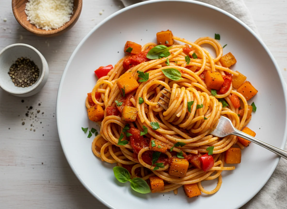 Spaghetti with Tomato Sauce and Herbs photo