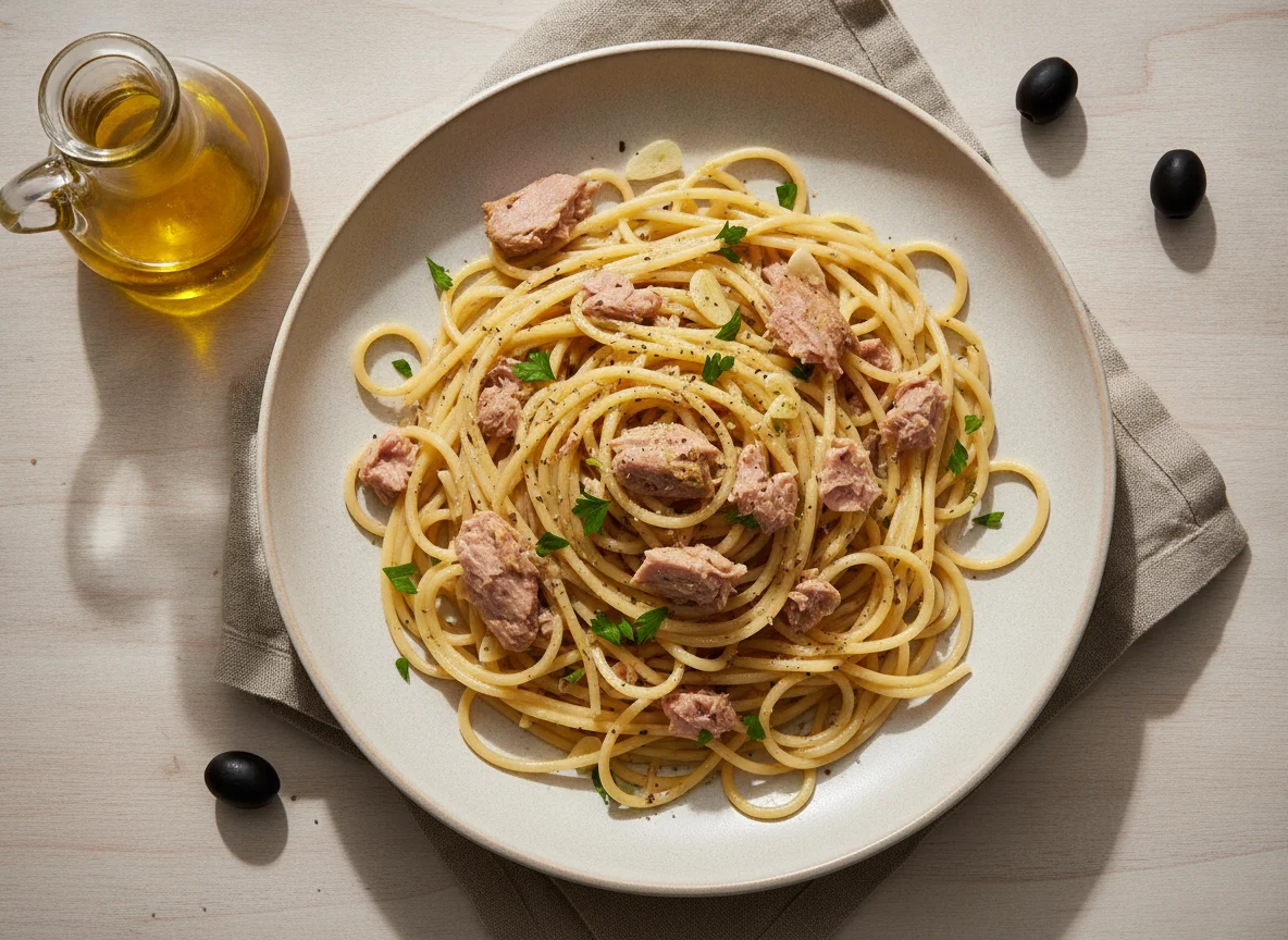 Spaghetti with Tuna and Olive Oil photo