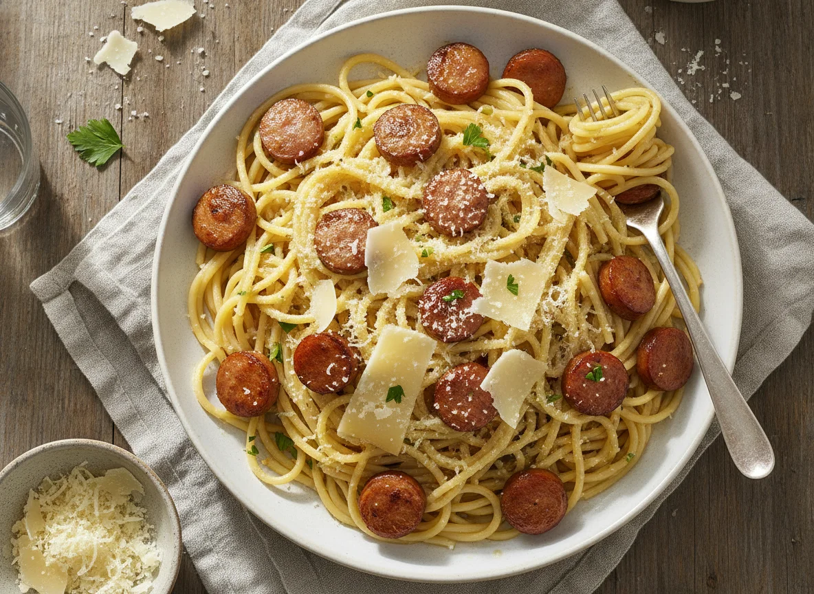 Spaghetti with Wienerli and Cheese photo
