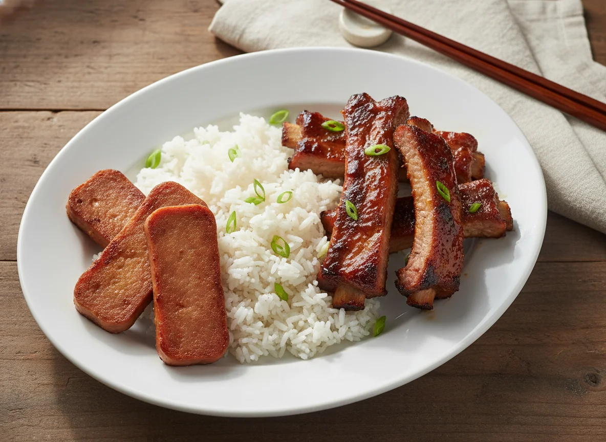 Spam, Pork Ribs, and Rice Plate photo