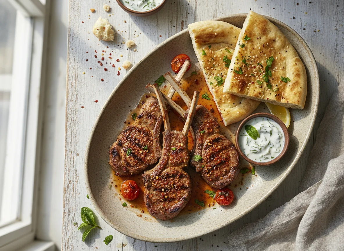 Spiced Lamb Chop with Bread photo