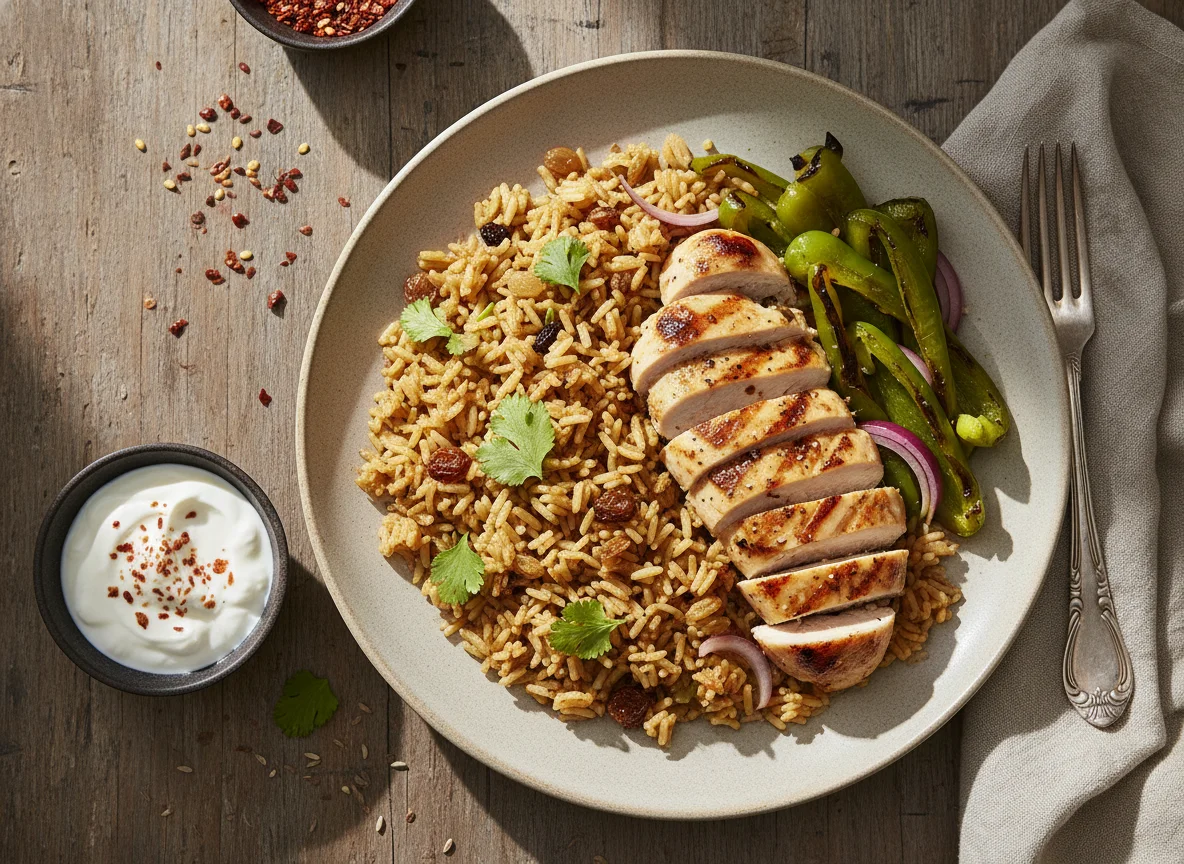 Spiced Rice with Chicken and Roasted Pepper photo