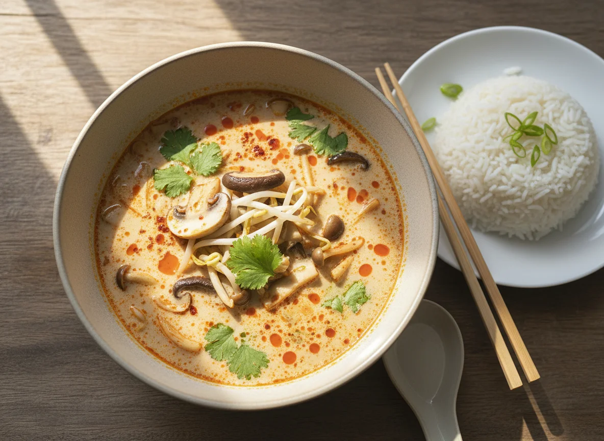 Spicy Mushroom Soup with Rice photo